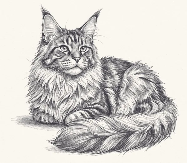Finished drawing: Maine Coon